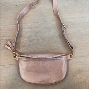 Chic Blush Leather Crossbody Bag